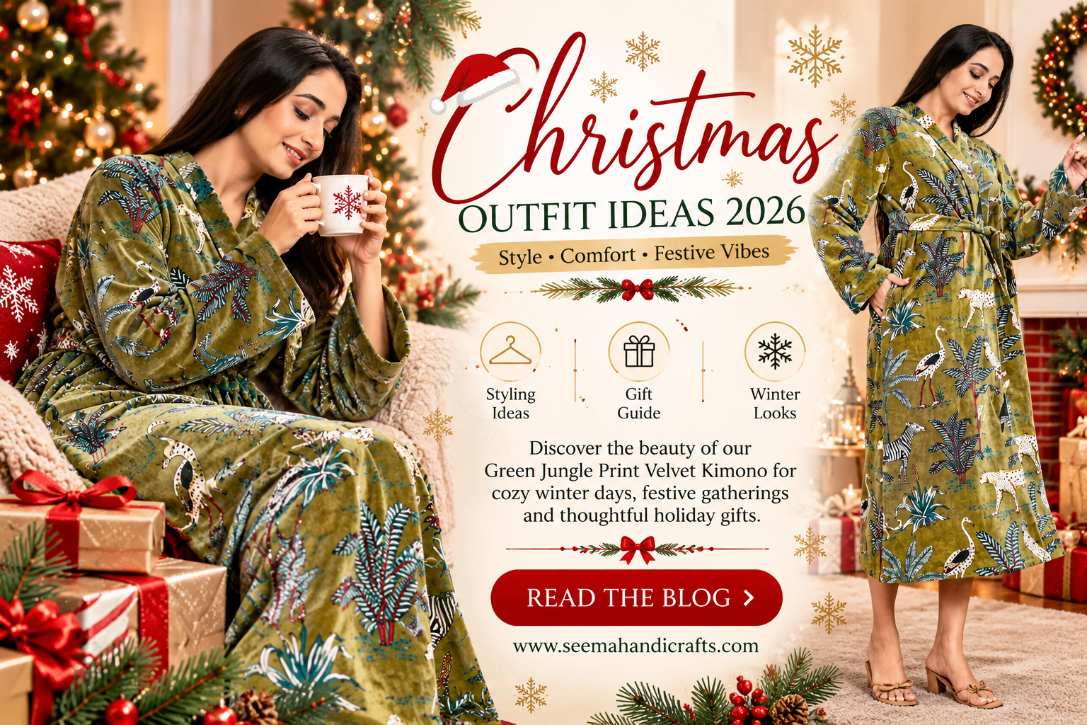 Christmas Outfit Ideas 2026: Green Velvet Kimono Styling & Holiday Gift Guide