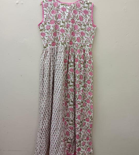 Handmade Cotton Floral Dress: Block Print Indian Summer Dress