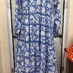 Hand Block Printed Cotton Maxi Dress – Blue Floral Long Dress with Pockets, Button Down Tiered Dress, Boho Summer Dress