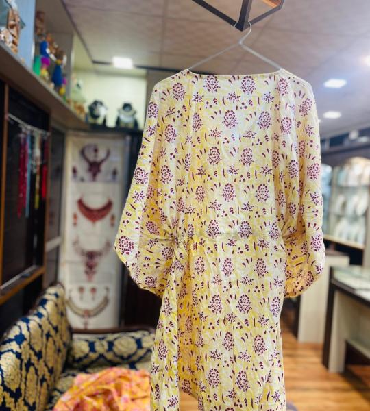 Hand Block Printed Cotton Kaftan | Boho Loungewear Dress | Lightweight Summer Kaftan for Women | Resort Wear Cover Up