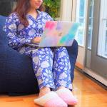 Floral Print Cotton Pajama Set: Indian Bohemian Sleepwear