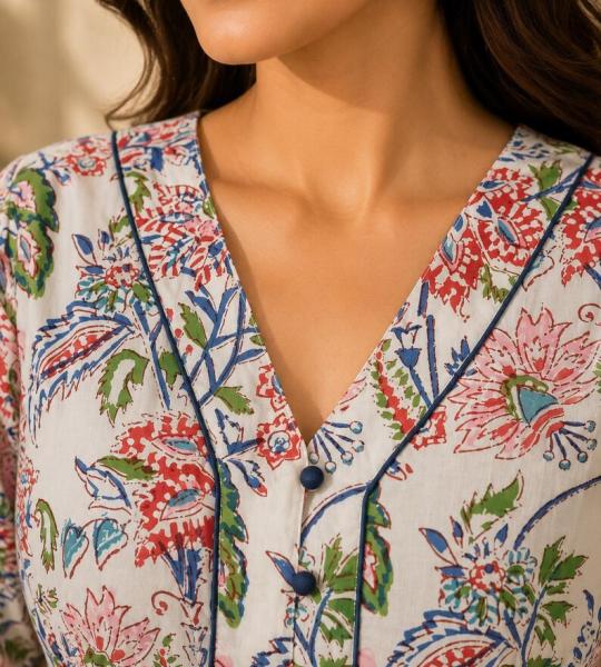 Women's Teal Green Floral Printed Maxi Dress | Long Sleeve Button-Down Casual Midi Dress