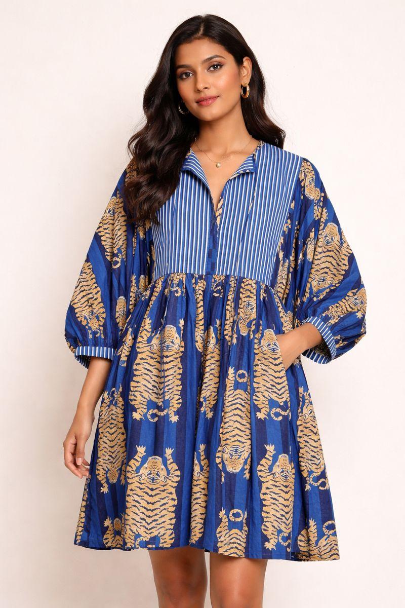 Blue festive casual dress