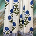 Hand Block Floral Printed Women Cotton Dress, Indian Handmade Cotton Long Dress