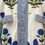 Hand Block Floral Printed Women Cotton Dress, Indian Handmade Cotton Long Dress