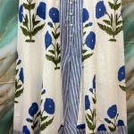 Hand Block Floral Printed Women Cotton Dress, Indian Handmade Cotton Long Dress