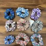 Peck Of 10 Pieces, Repurposed/Upcycled/Vintage Fabric Hair Scrunchies, Ponytail Holder, Print Band, Accessories, Sustainable Fabrics