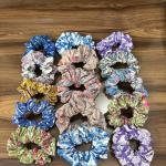 Peck Of 10 Pieces, Repurposed/Upcycled/Vintage Fabric Hair Scrunchies, Ponytail Holder, Print Band, Accessories, Sustainable Fabrics