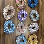 Peck Of 10 Pieces, Repurposed/Upcycled/Vintage Fabric Hair Scrunchies, Ponytail Holder, Print Band, Accessories, Sustainable Fabrics
