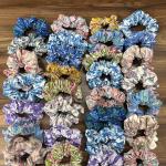 Peck Of 10 Pieces, Repurposed/Upcycled/Vintage Fabric Hair Scrunchies, Ponytail Holder, Print Band, Accessories, Sustainable Fabrics
