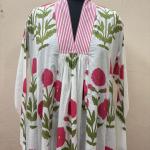 Handmade Cotton Pink Floral Printed Women Dress, Indian Block Printed Dress, Cotton Summer Dress, Beautiful Cotton Dress, Gift For Her