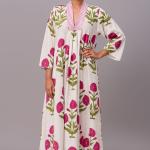 Handmade Cotton Pink Floral Printed Women Dress, Indian Block Printed Dress, Cotton Summer Dress, Beautiful Cotton Dress, Gift For Her