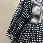 Hand Block Printed Cotton Maxi Dress | Black & White Checkered Long Dress | Vintage Style Striped Bodice Cotton Dress | Boho Midi Dress for Women