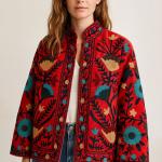 Suzani Indian Embroidery Jacket Boho Vintage Style Ethnic Festival Wear Handcrafted Outerwear