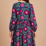 Floral Print Short Women's Maxi Dress, Handmade Summer Dress