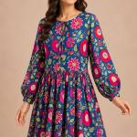 Floral Print Short Women's Maxi Dress, Handmade Summer Dress