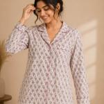 Floral Printed Women Cotton Pj set, Handmade Cotton Summer Comfart Pajama Set
