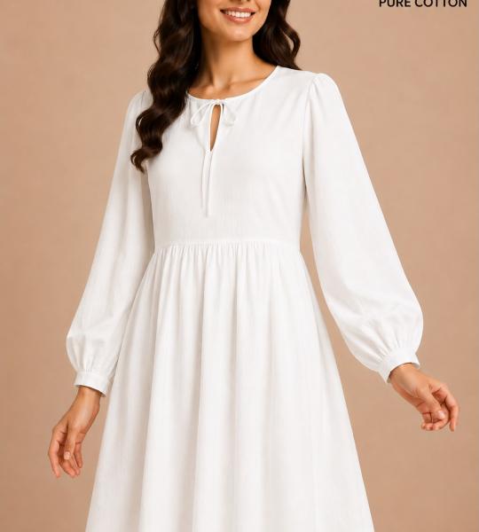 White Cotton Maxi Dress, Indian Printed Summer Dress, Boho Handmade Cotton Women Dress
