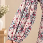 Women’s Floral Printed Top | Round Neck Balloon Sleeve Blouse | Casual Boho Tunic Top