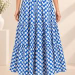 Royal Blue Polka Dot Maxi Skirt for Women | Tiered Flared Long Skirt | Casual Summer & Vacation Wear