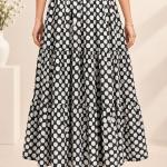 Black & White Polka Dot Maxi Skirt for Women | Tiered Flared Long Skirt | Casual & Vacation Wear