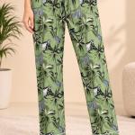 Women’s Green Printed Pajama Set | Full Sleeve Button-Down Night Suit