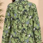 Women’s Green Printed Pajama Set | Full Sleeve Button-Down Night Suit